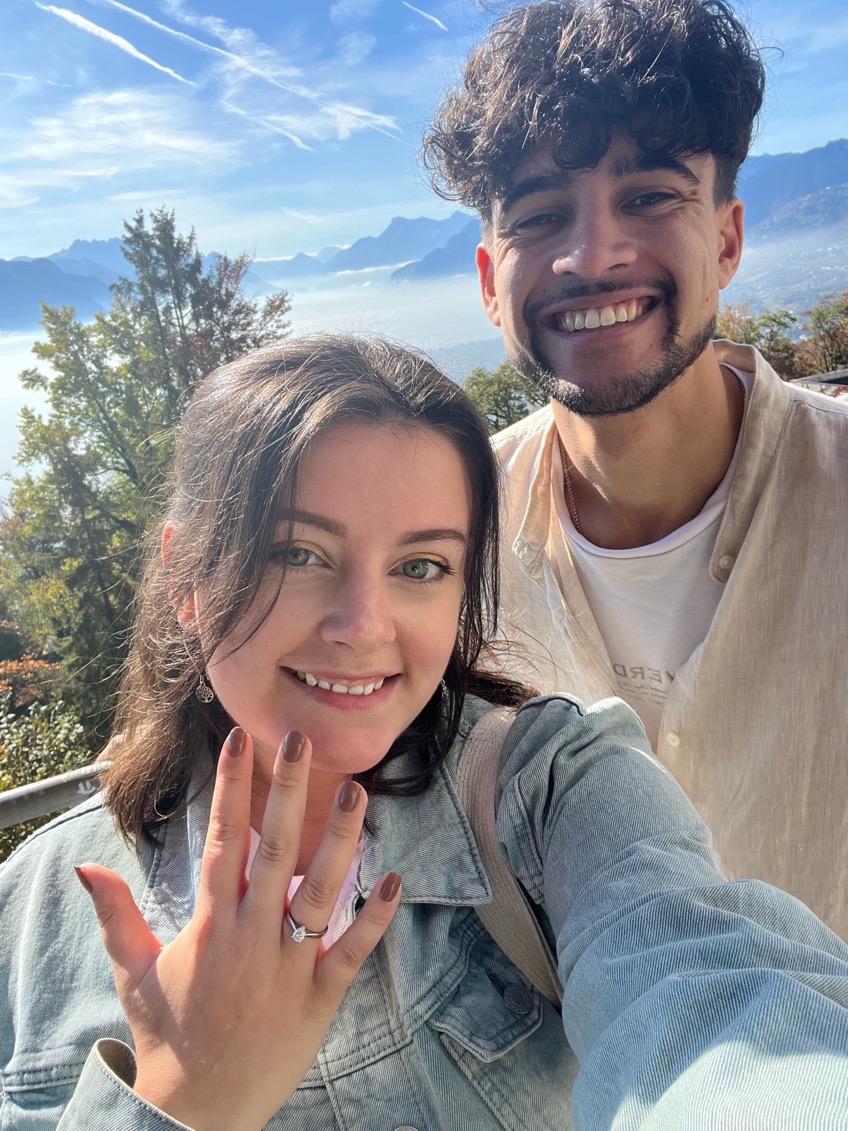 Eliza and Lewis after just getting engaged